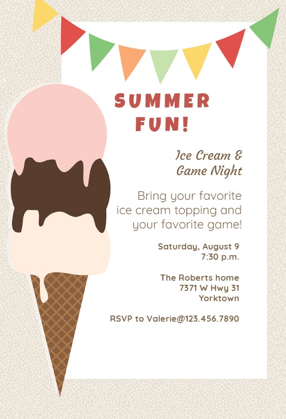 Blank Ice Cream Party Invitation Template Free